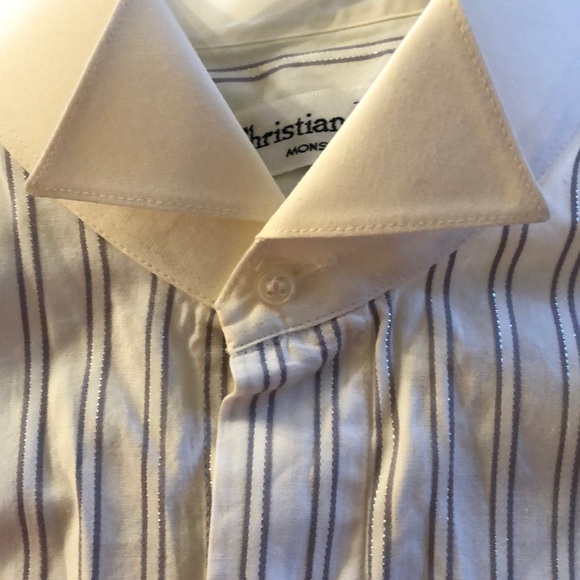 Christian Dior Ivory/Silver Striped Dress Shirt - Picture 6 of 7